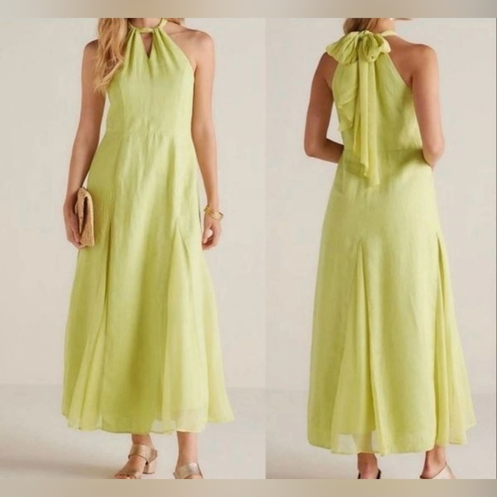 NWT Soft Surroundings Soliloquy linen dress in linden green, size 1XL